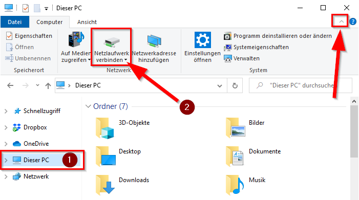 Netzlaufwerk einbinden Win 10 Menüband erweitern.PNG