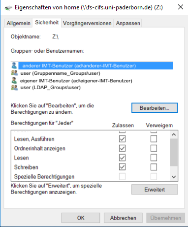 Rechtevergabe im Netzwerkspeicher Win10 Zugriffsrechte anderer Benutzer beendet.png